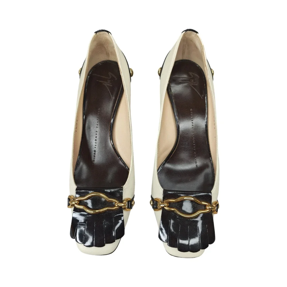 Giuseppe Zanotti Two-Tone Leather Fringe Pumps with Gold-Tone Sz. 34/US4